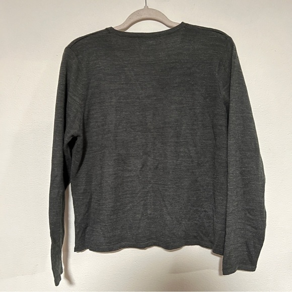 Pierre cardin grey cardigan with buttons flower embroidered size large - Picture 4 of 7